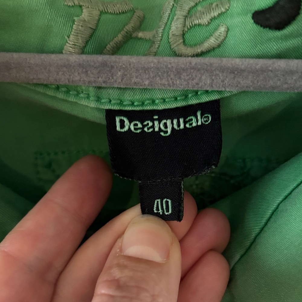 Desigual Bright Green embroidered Utility Jacket sz 40 - Picture 3 of 5
